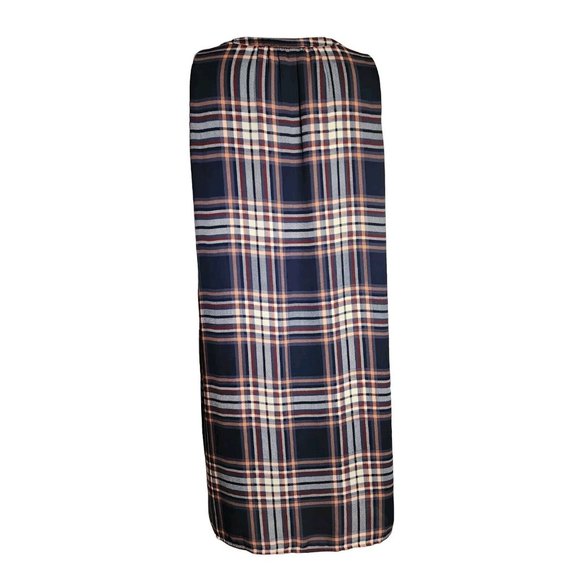 Ann Taylor Loft Dress Womens Size M Outlet Blue Pink Plaid Sleeveless Pullover - Picture 3 of 6